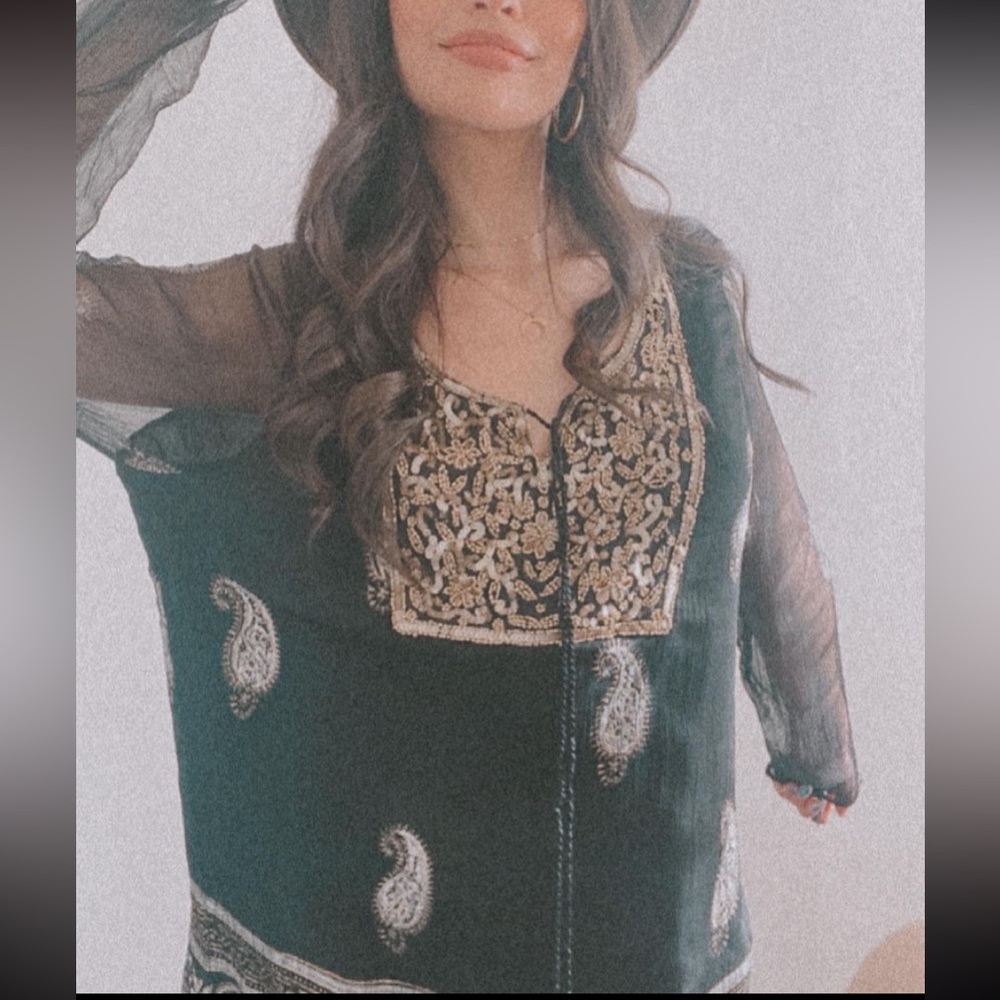 I'd Like a Glass - Boho Vintage Paisley Dress - Picture 5 of 10